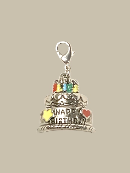 Source Unknown Jewelry - Birthday Cake Silver & Multicolored w/Lobster clasp Zipper pull, purse charm